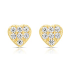 14k Gold Heart CZ Stud Earrings