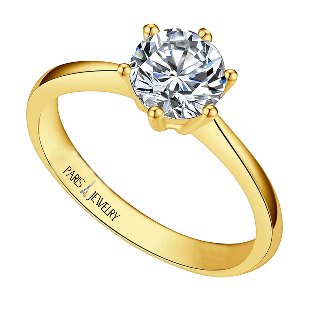 DiamondX 18K Yellow Gold 2ct Created White Sapphire Round Engagement Wedding Ring Plated