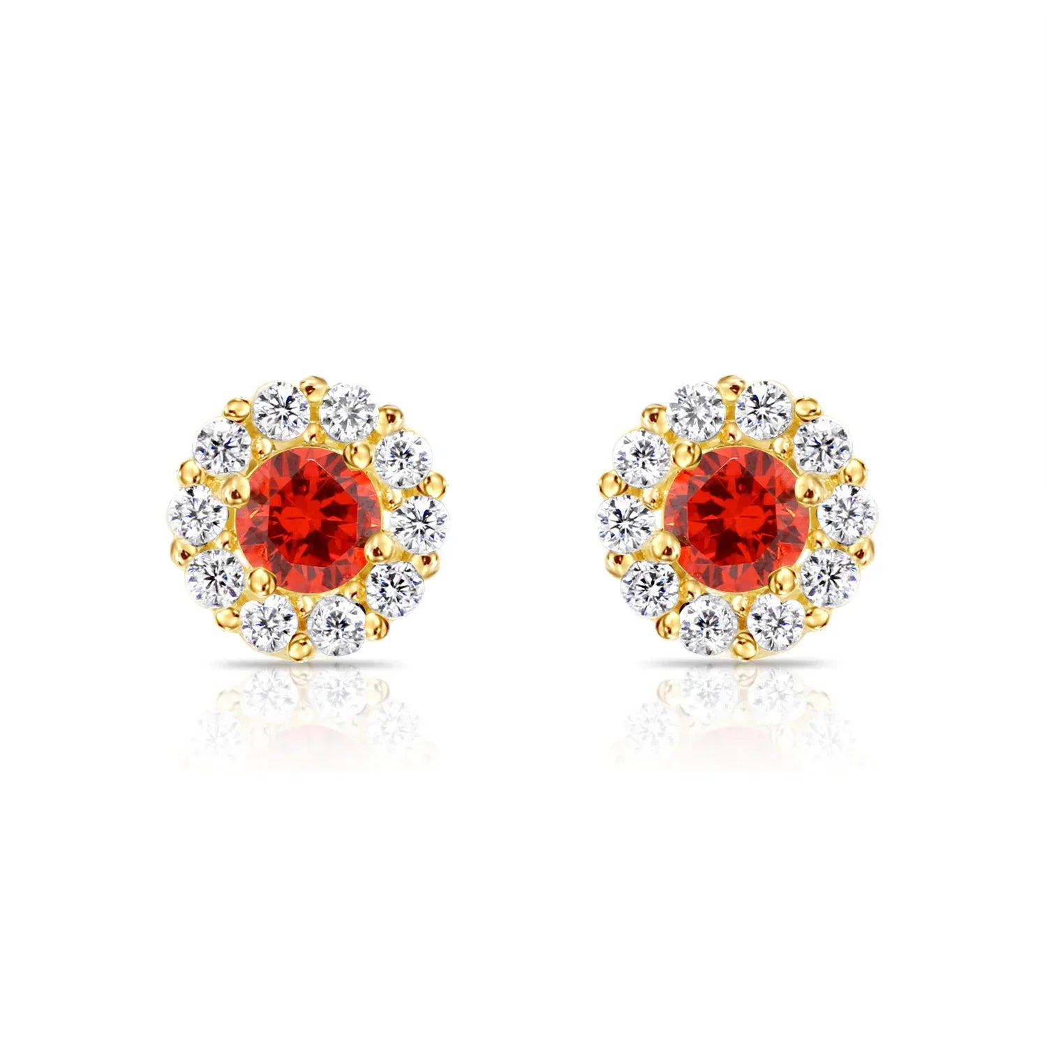 14k Gold Halo Birthstone Stud Earrings (All 12 Colors Available)