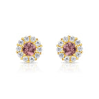 14k Gold Halo Birthstone Stud Earrings (All 12 Colors Available)