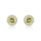 14k Gold Halo Birthstone Stud Earrings (All 12 Colors Available)