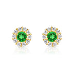 14k Gold Halo Birthstone Stud Earrings (All 12 Colors Available)