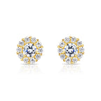 14k Gold Halo Birthstone Stud Earrings (All 12 Colors Available)