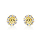 14k Gold Halo Birthstone Stud Earrings (All 12 Colors Available)