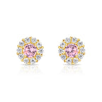 14k Gold Halo Birthstone Stud Earrings (All 12 Colors Available)