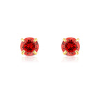 14k Yellow Gold Round Birthstone Stud Earrings - Pushback (All 12 Colors Available)