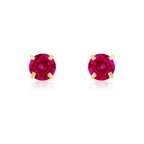 14k Yellow Gold Round Birthstone Stud Earrings - Pushback (All 12 Colors Available)