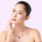 18K Yellow Gold 1ct Tanzanite Round 18 Inch Necklace and Square Earrings Set Plated