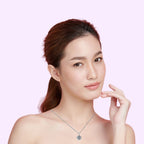 18K White Gold 3 Carat Created Cubic Zirconia Round Stud Necklace Plated 18 inch
