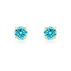 14k Yellow Gold Round Birthstone Stud Earrings - Pushback (All 12 Colors Available)