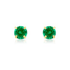 14k Yellow Gold Round Birthstone Stud Earrings - Pushback (All 12 Colors Available)