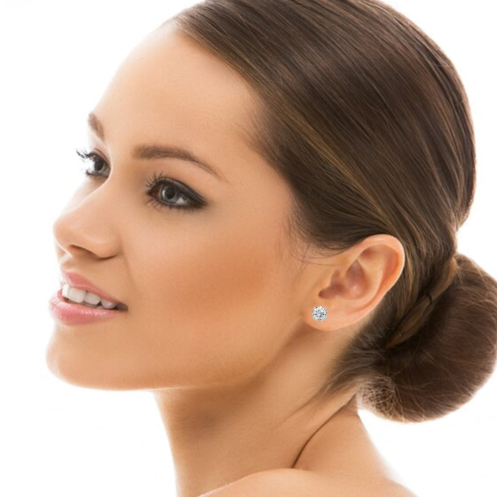 10k White Gold Plated Created White Sapphire 4Ct Round Pack of Five Stud Earrings
