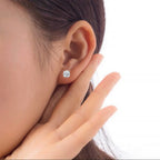 14k White Gold Plated 2 Ct Round Created White Sapphire Stud Earrings