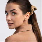 10k White Gold Plated Created White Sapphire 4Ct Round Pack of Three Stud Earrings
