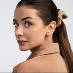 14k White Gold Plated 1 Ct Round Created White Sapphire Stud Earrings