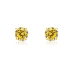14k Yellow Gold Round Birthstone Stud Earrings - Pushback (All 12 Colors Available)