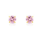 14k Yellow Gold Round Birthstone Stud Earrings - Pushback (All 12 Colors Available)