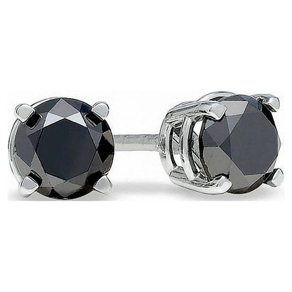 10k White Gold 1 Carat Black Diamond Stud Earrings Plated by DiamondX