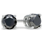 10k White Gold 1 Carat Black Diamond Stud Earrings Plated by DiamondX