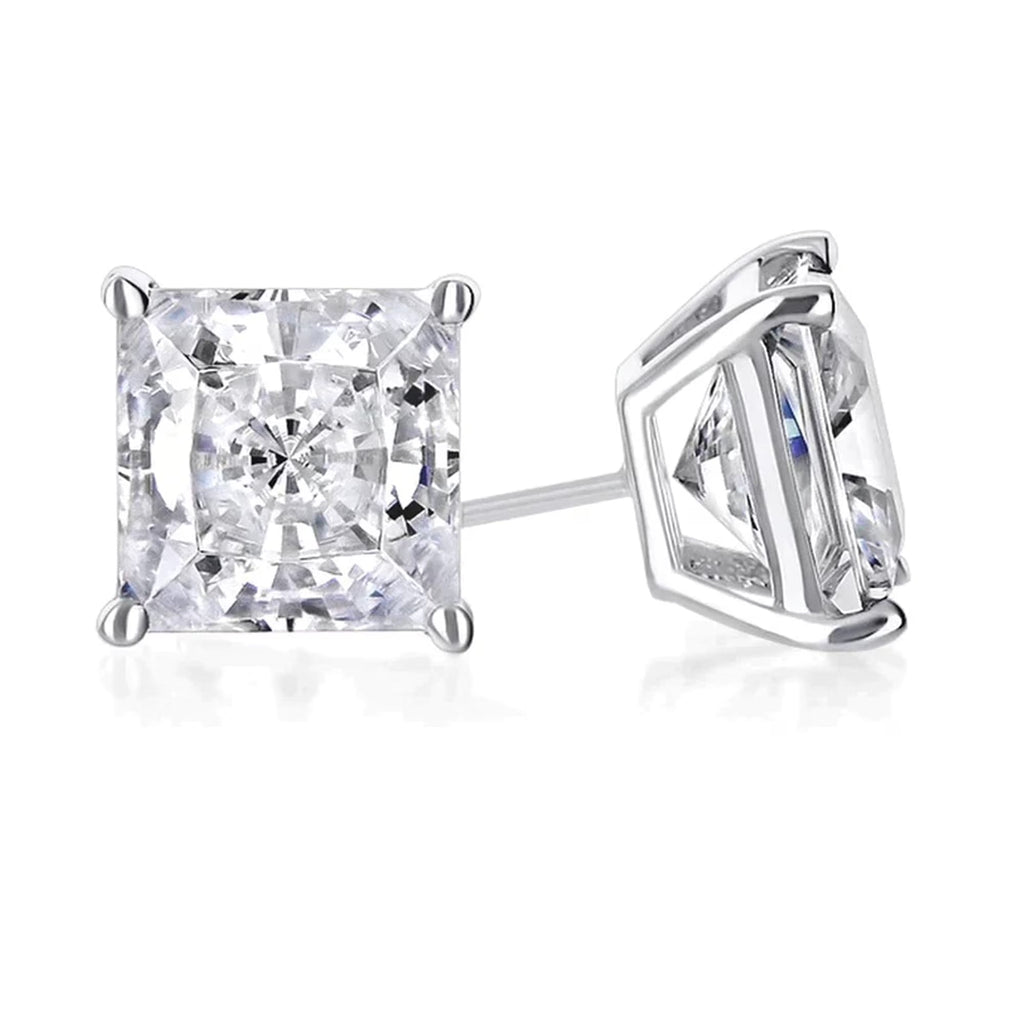 DiamondX  14K White Gold 1 Carat Princess Cut Created Diamond Stud Earrings Jewelry Plated
