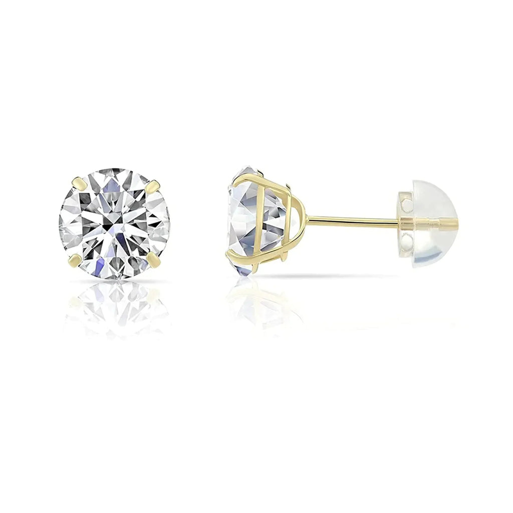 DiamondX 14K Yellow Gold 1/4 Carat Round Created Diamond Solitaire Stud Earrings