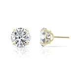 14K Yellow Gold 2 Carat Round Created Diamond Solitaire Stud Earrings Plated by DiamondX