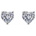 DiamondX 14K White Gold Heart Created Diamond Stud Earrings – 4MM Push-Back for Women and Men plated