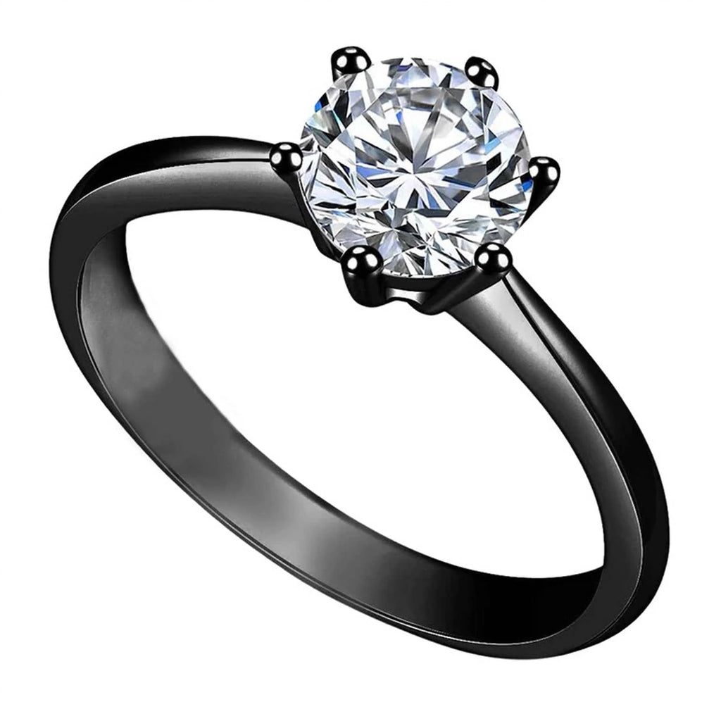 DiamondX 18K Black 3ct Diamond Round Engagement Ring - Available Sizes 4-13 plated