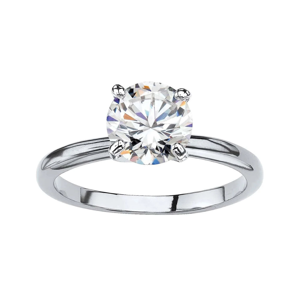 DiamondX 18K White Gold 4ct Created White Sapphire Round Engagement Wedding Ring Plated Sizes 5-10
