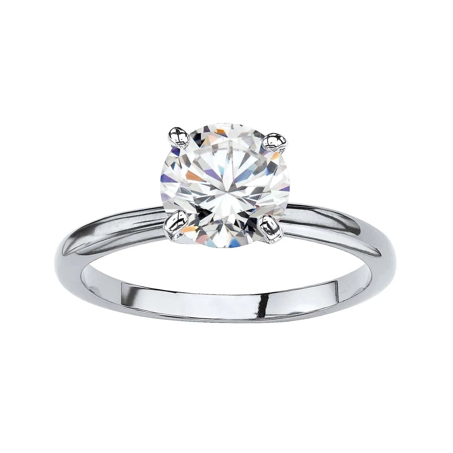 DiamondX 18K White Gold 4ct Created White Sapphire Round Engagement Wedding Ring Plated Sizes 5-10