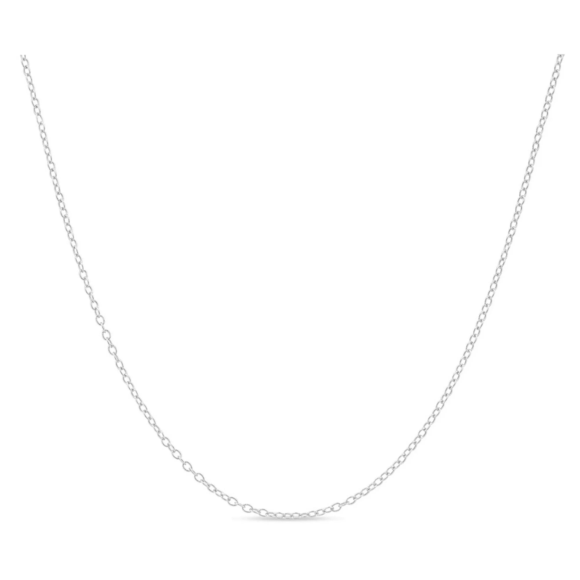 DiamondX 18k White Gold Cable Chain Necklace Italian 2mm, 18 inches length Plated