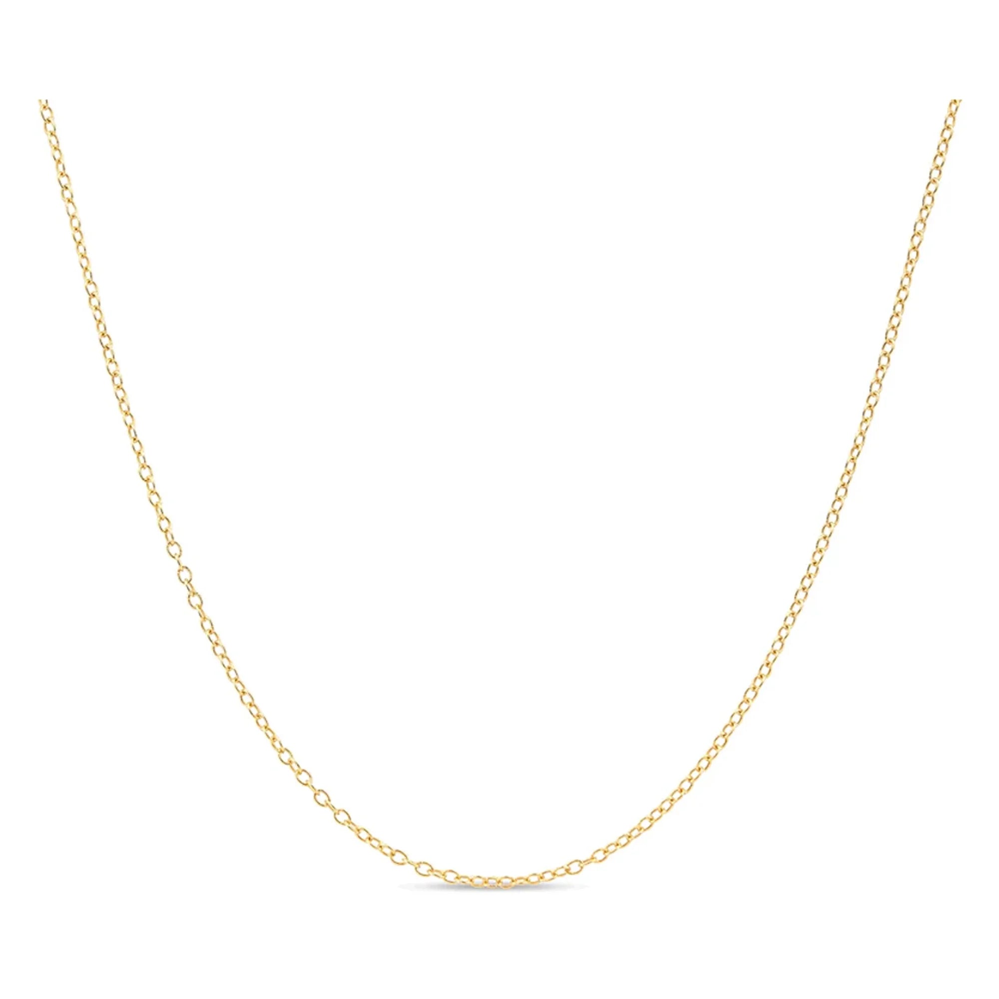 DiamondX 18k Yellow Gold Cable Chain Necklace Italian 2mm, 18 inches length Plated