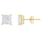 DiamondX 18k Yellow Gold Created White Sapphire 1/2 Ct Princess Cut Stud Earrings Women Men plated