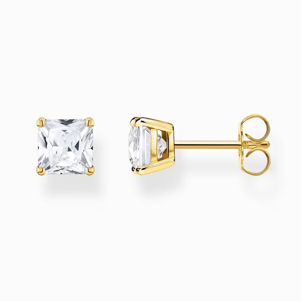 DiamondX 18k Yellow Gold White Sapphire 3 Ct Square Stud Earrings Jewelry Gift for Women Princess plated