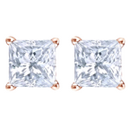 14k Yellow And Rose Gold 1/2 Carat Solitaire Created Diamond 2 Pair Princess Stud Earrings