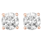 14k Rose Gold 1/2 Carat Solitaire Created Diamond 2 Pair Round and Princess Stud Earrings