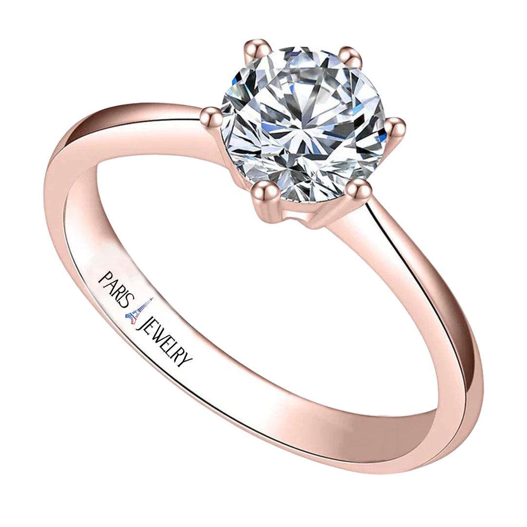 DiamondX 18K Rose Gold 2ct Created White Sapphire Round Engagement Wedding Ring Plated Size 5