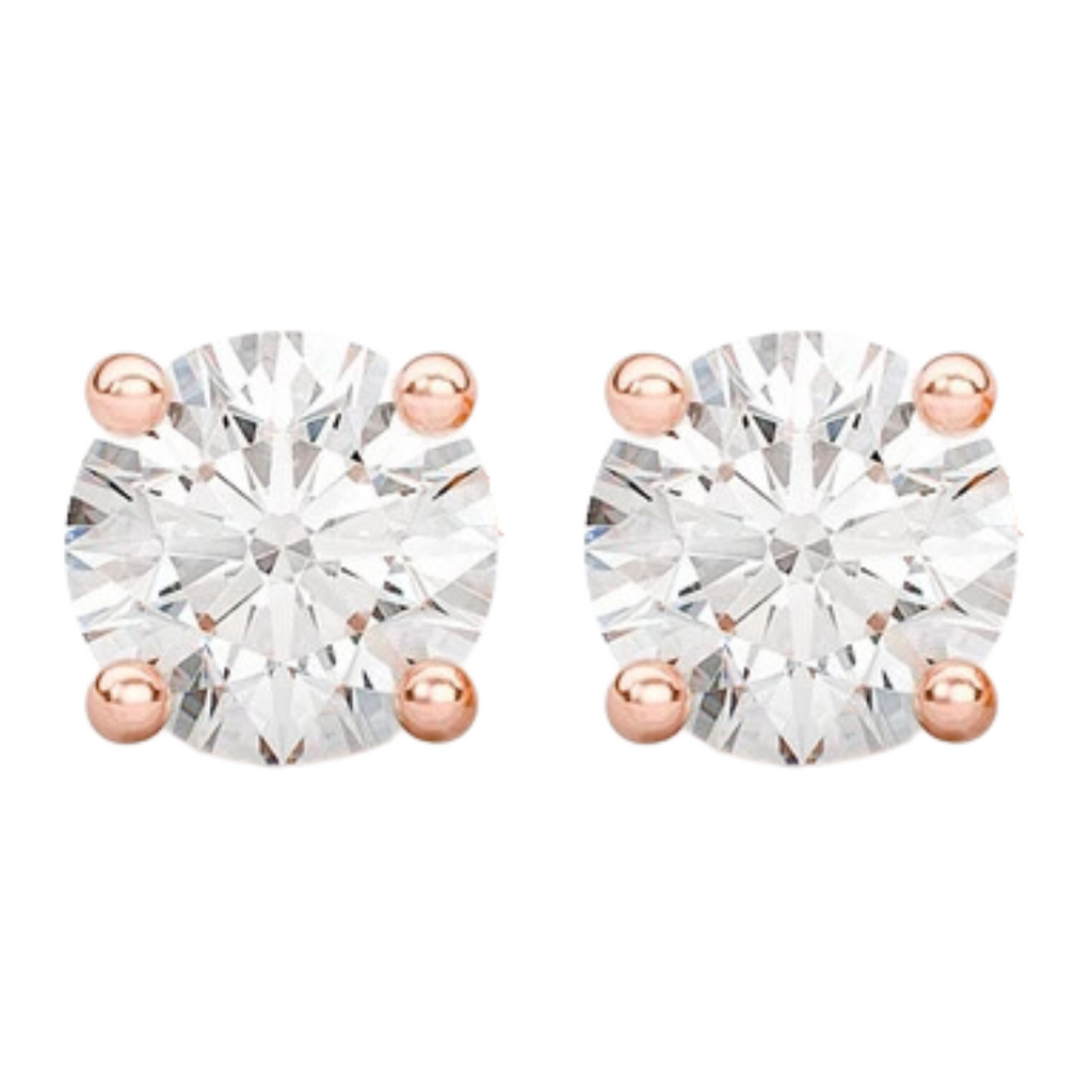 DiamondX 18K Rose Gold 1/2 Carat Round Moissanite Stud Earrings