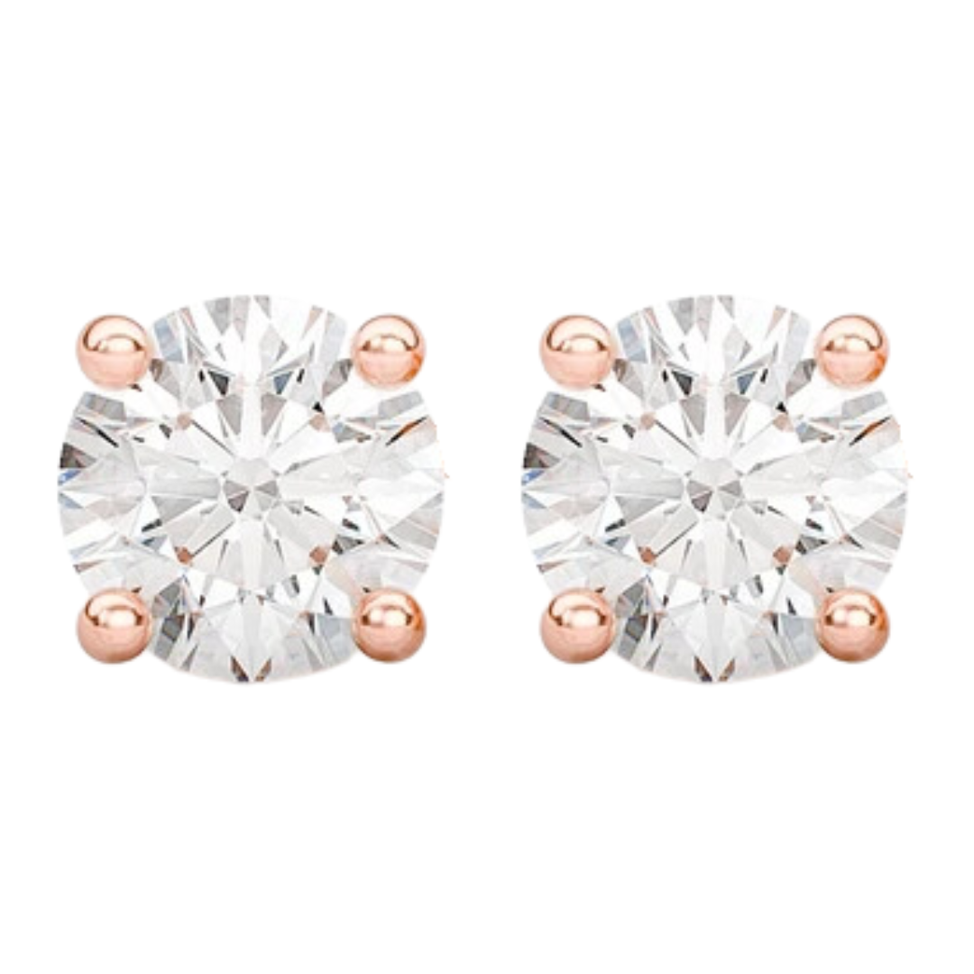 DiamondX 18K Rose Gold 1/2 Carat Round Moissanite Stud Earrings