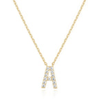 DiamondX 18K Yellow Gold A-Z Alphabet Created White Sapphire Necklace Initial Plated