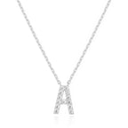 DiamondX 18K White Gold A-Z Alphabet Created White Sapphire Necklace Initial Plated