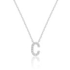 DiamondX 18K White Gold A-Z Alphabet Created White Sapphire Necklace Initial Plated