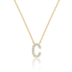 DiamondX 18K Yellow Gold A-Z Alphabet Created White Sapphire Necklace Initial Plated