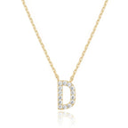 DiamondX 18K Yellow Gold A-Z Alphabet Created White Sapphire Necklace Initial Plated