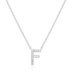 DiamondX 18K White Gold A-Z Alphabet Created White Sapphire Necklace Initial Plated