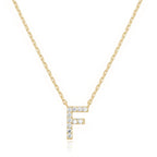 DiamondX 18K Yellow Gold A-Z Alphabet Created White Sapphire Necklace Initial Plated