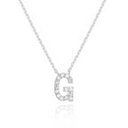 DiamondX 18K White Gold A-Z Alphabet Created White Sapphire Necklace Initial Plated