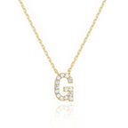 DiamondX 18K Yellow Gold A-Z Alphabet Created White Sapphire Necklace Initial Plated