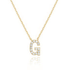 14k Yellow Gold Created Diamond Initial G Letter Pendant Necklace Plated