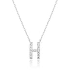 DiamondX 18K White Gold A-Z Alphabet Created White Sapphire Necklace Initial Plated